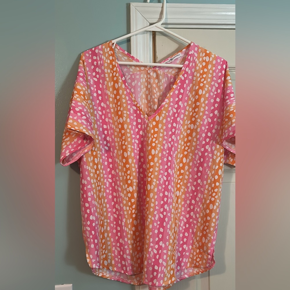 Pink and Orange Polka Dot Women's Top